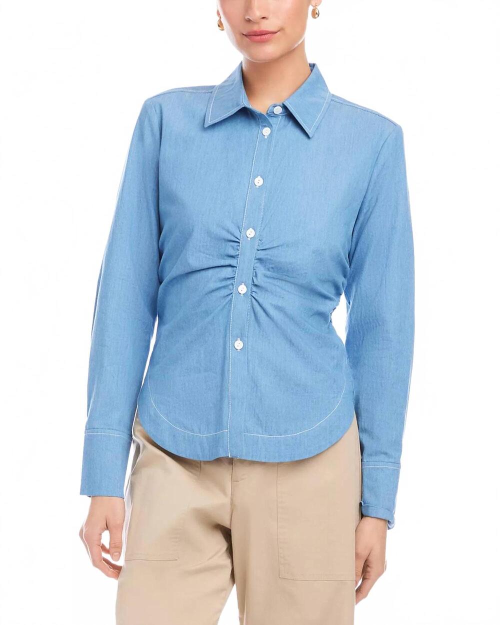 NEW FIFTEEN TWENTY norlyn side shirred shirt in chambray